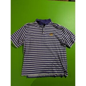 UNI Panthers Golf Polo Ashworth Striped Shirt Gray Purple Northern Iowa XL